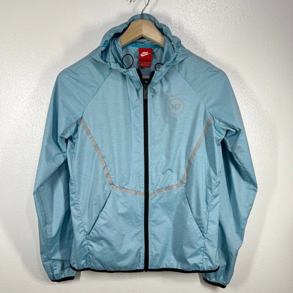 Nike‎ N7 Running Jacket Full Zip Lightweight Reflective Blue Small 814791 Rare - Picture 1 of 12